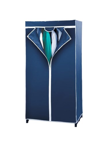 FITTO Wardrobe Storage Organizer &ndash; Breathable Nonwoven Fabric Closet with Zip Closure, Sturdy Metal Frame, Space-Saving Design for Dust-Free Textile Storage, Blue, 75 x 150 x 50 cm