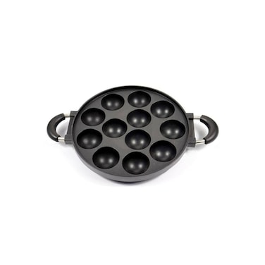 Non-Stick Pancake Pan with Glass Lid, Less Oil Cookware, Dual Handle Design, Black