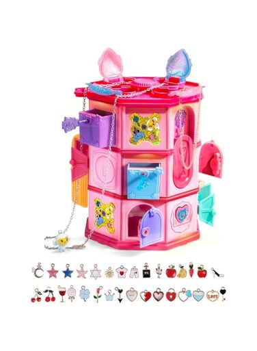 UKR Secret Surprise Treasure Hunt Castle Escape Room with 25+ Surprises, Hidden Keys, Charms Magical Jewelry Making Kit for Kids 6+