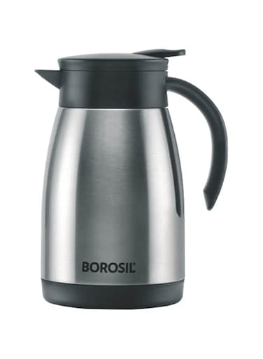 BOROSIL VACUUM INSULATED STAINLESS STEEL TEAPOT   TEA POT   THERMAL FLASK   THERMOS   CARAFE   JUG   COFFEE POT   FOR WATER, COFFEE, TEA   750 ML SILVER