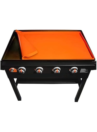 Jiawu Grill Mat, 17-22 Griddle Grill Mat for, Resuable Food Grade Silicone Grill Cover, Washable BBQ Griddle Mat Accessories, High-Wall Design Your Grill (22in Orange)