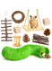 NeoStyle 10pcs Hamster Chew Toys Set,Hamster Fun Tunnel,Small Animal Combo Apple Wood Activity Toys,Hamster Accessories,Toys for Guinea Pigs,Rabbits,Chinchilla,Ferrets,Rats(10-Piece Toy Set)