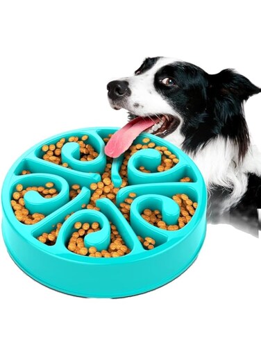 WEIN Slow Feeder Dog Bowls for Large Medium Dog Non Slip Maze Puzzle Bowl Pet Slower Food Feeding Dishes Interactive Bloat Stop Preventing Choking Healthy Dog Pet Bowl (Blue)