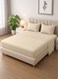 Linen Klub Striped Microfiber Fitted Sheet Set - Single (90 x 190 cm) + 2 Pillowcases (50 x 75 cm), Premium, Durable Quality, and Deep Pocket for a Perfect Fit, Beige