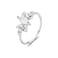 White Opal Ring Women Crystals Engagement Rings, Ring Size:7(Silver)