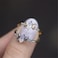 White Opal Ring Women Crystals Engagement Rings, Ring Size:7(Silver)