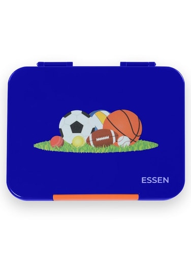 Essen Bento Large Lunch Box for kids boys - Blue Sports balls