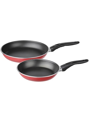 KNP Frying pan, set of 2, red - Classic non-stick coating that makes cooking and cleaning easy.