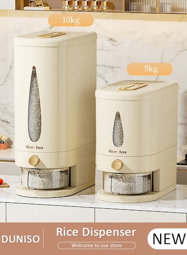 Rice Dispenser,Rice Containers Storage,Sealed Moisture Proof Insect Prevention Rice Bucket with Measuring Cup Timer,Large Grain Flour Soybean Container Storage for Kitchen Pantry Household 16x28x40cm