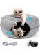 LIFE HACKS&reg; Cat Donut Cave Bed with Tunnel &ndash; Cozy Washable Felt Cat Cave, Interactive Play Tunnel Bed for Indoor Cats, Holds Up to 20kg (Light Grey, 50 cm)