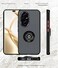 Honor 200 Case Flexible Silicone Protective Bumper, Camera Protection Thin Translucent Shockproof Matte Back Cover with 360 rotational Car Mount Magnetic Ring Holder For Honor 200 5G 2024 (Black)