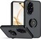Honor 200 Case Flexible Silicone Protective Bumper, Camera Protection Thin Translucent Shockproof Matte Back Cover with 360 rotational Car Mount Magnetic Ring Holder For Honor 200 5G 2024 (Black)