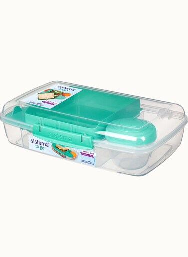 Teal Bento Box 1.76L &acirc;&euro;&ldquo; Portable Lunch Box with Compartments, Leak Resistant Meal Prep Container, Food Storage Solution for Office, School &amp; Travel, Durable BPA-Free Lunchbox