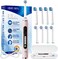 Seago Rotating Electric Toothbrush for Adults with 8 Brush Heads, 5 Cleaning Modes, Rechargeable Sonic Toothbrush with Timer and Travel Case for Adults and Kids(SG-2607-Pink)