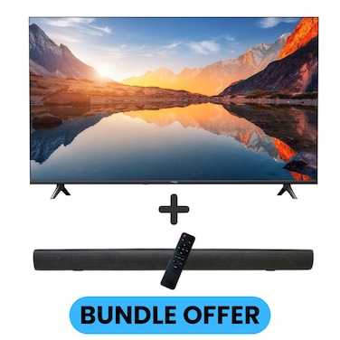 55-Inch 4K UHD Smart TV, 4K Resolution, HDR10, Google TV + 2.0 Channel Soundbar 30W, HDMI ARC, Bluetooth, USB, MP3, FM, 55A2025+SOUNDBAR Black