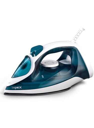 Impex Electric Steam Iron Box, 2000-2300W Power, Non-Stick Ceramic Coated Sole Plate, Super Water Spray, Overheat Protection, 5 temperature settings for different textiles, 360 Swivel Cord