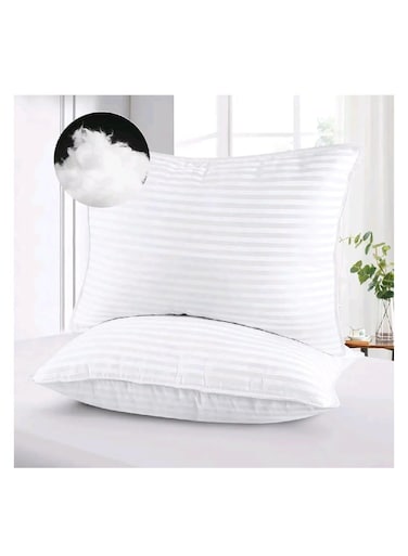 SET OF 2 HOTEL QUALITY STRIPE HYPOALLERGENIC COTTON PILLOW