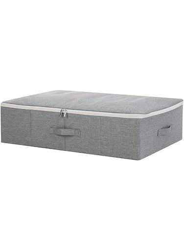 Three-side Zipper Cover Basket, Collapsible Under-bed Storage Box for Blankets,Duvets, Comforters etc. Dark Gray