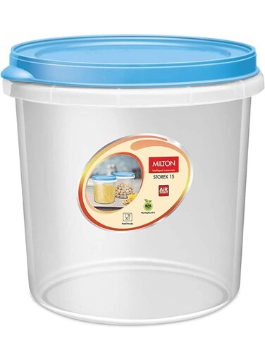 Storex Plastic Storage Container with Lid, 15 Litre, Transparent   Air Tight   BPA Free   Easy to Store