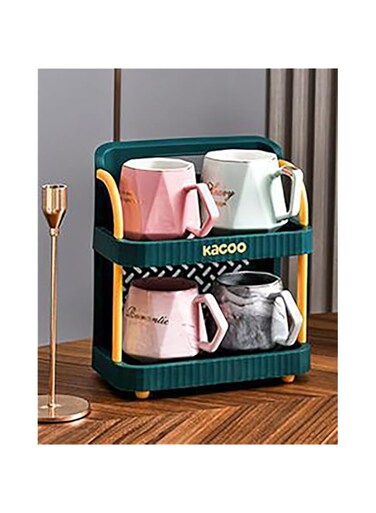 QIAODIREN Coffee Bar Accessories and Organizer, Coffee Station Organizer 2 Tier bathroom counter organizer, Coffee Tray, Bathroom Vanity Organizer, Countertop Shelf for Kitchen, Dresser, Coffee Lover