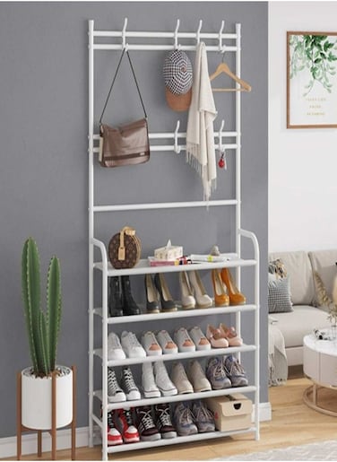 5-Tier Stainless Steel Coat And Shoes Rack