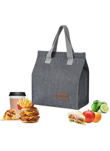 BIGTHREE Lunch bags, Insulated Bags, Bento Bag, Portable Lunch Bags, Lunch Box Container Bag, Adults Lunch Cooler Bag, Leakproof Lunch Box Tote, for Work, Travel, Outdoor, Picnic, Grey