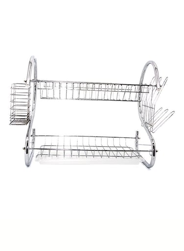 2 Shelves Kitchen Dish Rack Silver