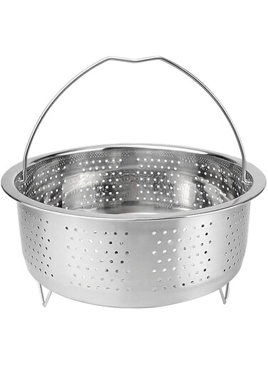 NALACAL Stainless Steel Steamer Basket with Handle Rice Cooker Steaming Basket Metal Steamer Insert Steaming Rack for Rice Cooker Warmer Kitchen Cookware Silver（20cm）
