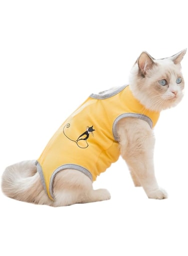 Coppthinktu Cat Recovery Suit for Abdominal Wounds or Skin Diseases Breathable Cat Surgical Recovery Suit for Cats E-Collar Alternative After Surgery Wear Anti Licking Wounds