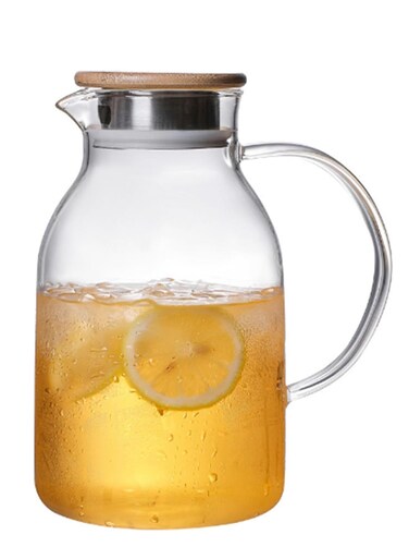 1800 ML Borosilicate Glass Water Pitcher With Stainless Steel Strainer and Lid