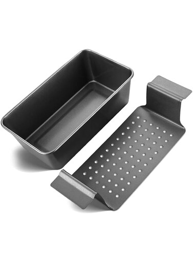 Oasisgalore Meatloaf Pan with Drain Tray, 9 x 5 Inches Loaf Pans with Insert, Nonstick Meat Loaf for Baking, Reduce the Fat and Kick Up the Flavor, Grey