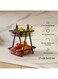 2 Tier Fruit Basket Stand Metal Kitchen Organizer Vegetable &amp; Bread Storage Rack Countertop Holder with Wooden Handle Black 27&Atilde;&mdash;18.5&Atilde;&mdash;32cm
