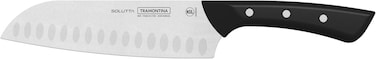 SOLUTTA 18 cm Santoku Knife - Stainless Steel Chef's Knife, Serrated Cut, Dishwasher Safe