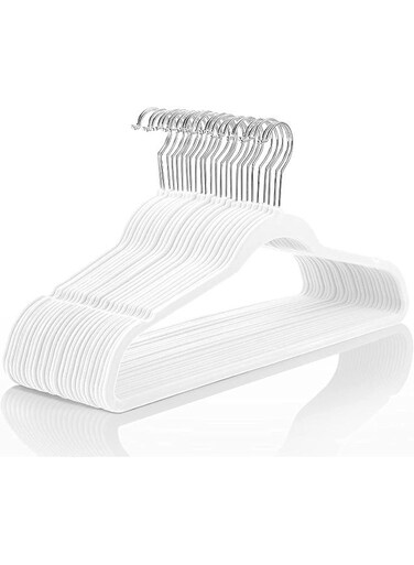 Dot Gift&Acirc;&reg; 10-Pack 45cm White Non-Slip Velvet Hangers - Slim Space-Saving Coat &amp; Pant Hangers with 360&Acirc;&deg; Swivel Hook