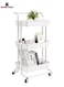 3 Tier Utility Rolling Storage Cart With Handles And Lockable Wheels,White