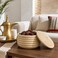 FITTO Natural Coil Palm Basket with Lid - Plain Round