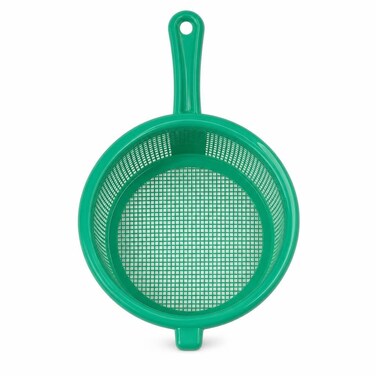 FITTO Plastic Mesh Strainer with Handle - Fine-Mesh, Green, 32 x 20 x 10 cm