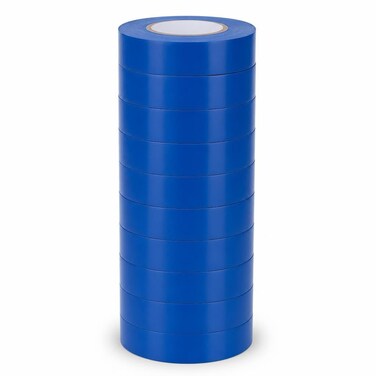 FITTO PVC Electrical Insulation Tape - 10-Roll Stack, Blue, 19 mm Wide