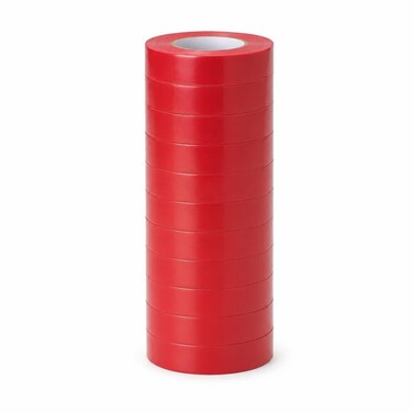FITTO PVC Electrical Insulation Tape - 10-Roll Stack, Red, 19 mm Wide