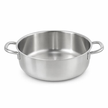 FITTO Deep Stainless Steel Pan - Rounded Body with Two Loop Side Handles, Silver, 30 cm