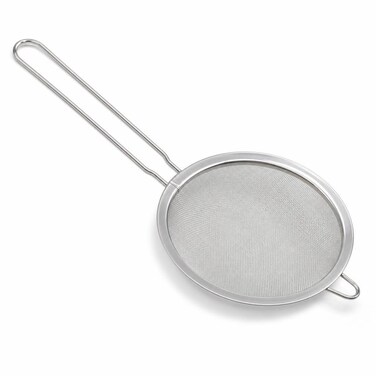 FITTO Mesh Strainer - Large, Fine Mesh, Long Wire Handle, Silver, Dia 22 x L 40 cm