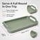 FITTO Plastic Serving Tray - Raised Handle Ends, Stackable, Green, 40 x 28 cm