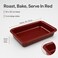 FITTO Rectangular Baking Tray - Deep Roasting Pan, Glossy Red, 35 x 25 cm