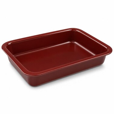 FITTO Rectangular Baking Tray - Deep Roasting Pan, Glossy Red, 35 x 25 cm