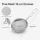 FITTO Mesh Strainer - 14 cm, Twisted Wire Handle, Silver, 14 cm Diameter x 30 cm Length