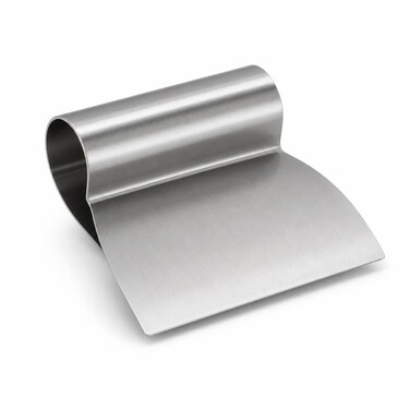 FITTO Folded Stainless Steel Dough Scraper - Bench Scraper for Cutting and Lifting Dough, Silver
