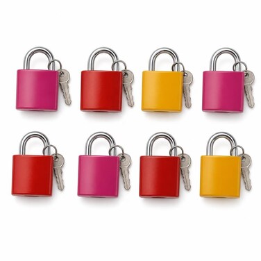 FITTO Mini Padlock Set - 8 Pieces with Keys, Assorted Colours