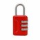 FITTO 3-Digit Combination Padlock - Resettable Code, Steel Shackle, Red