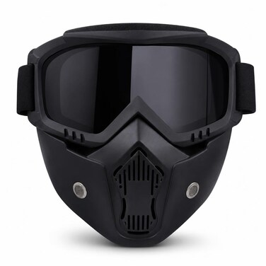 FITTO Full-Face Protective Goggle Mask - Lower Face Guard with Vent, Elastic Strap, Black, 1 Piece