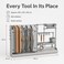 FITTO Multifunctional Kitchen Storage Rack - Shelves and Hook Section, Grey, 60 x 30 x 45 cm
